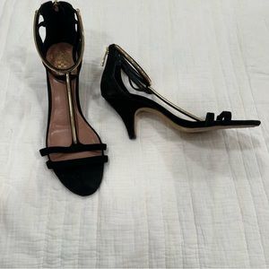 Vince Camuto Shoe Size 9M Black Suede Strappy Stiletto Sandal Pumps